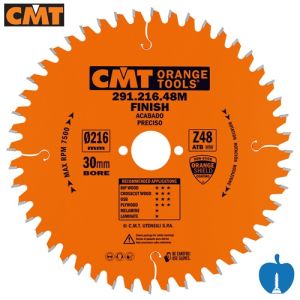 216mm 48 Tooth CMT Negative Crosscut Saw Blade With 30mm Bore 291.216.48M