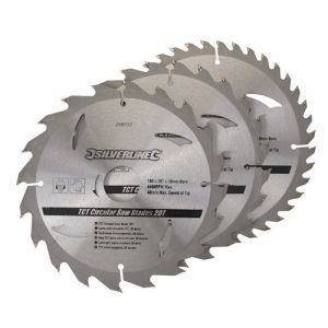 3 pack 180mm Silverline  TCT Circular Saw Blades 298537