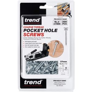 Trend Pocket Hole Screw Coarse No.8 (4.3mm) X 37mm 200 pcs