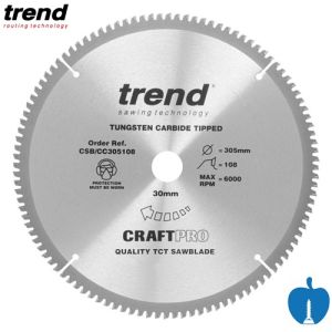 305mm 108 Tooth Trend TCT Negative Crosscut Saw Blade With 30mm Bore CSB/CC305108
