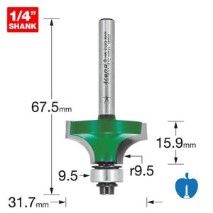 Trend Ovolo & Rounding Over Router Cutter C078 R=9.5mm S=1/4"
