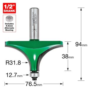 Trend Rounding Over 4.8mm Radius TCT Router Cutter Shank=1/4" C126