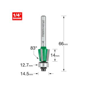 Trend 7deg Triple Flute Bevel Trimmer S=1/4"