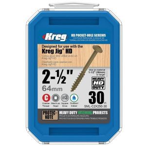 Kreg SML-C2X250-30 2 1/2" (64mm) Protec Kote #14 Kreg Jig HD Pocket-Hole Screws 30pcs 