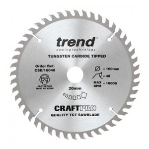 Trend Craft Pro 160mm dia 20mm bore 48 tooth fine finish cut saw blade 