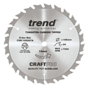 Trend 184mm dia 16mm Bore ATB Z=24 TCT Saw Blade for Portable Saws CSB/18424TA