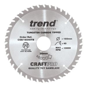 Trend 190mm dia 30mm Bore ATB Z=40 TCT Saw Blade for Portable Saws CSB/19040TB
