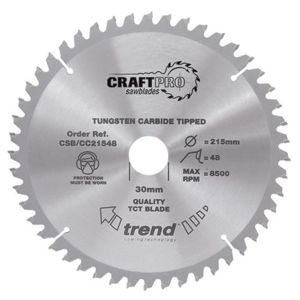 Trend 215mm dia 30mm bore ATB Z=60 Neg Crosscut Saw Blade CSB/CC21560