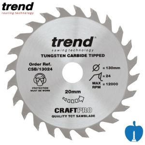 130mm 24 Tooth Trend TCT Hand Held / Portable Saw Blade With 20mm Bore CSB/13024