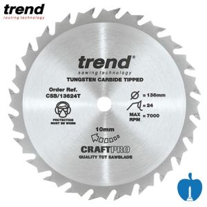 136mm 24 Tooth Trend TCT Hand Held / Portable Saw Blade With 10mm Bore CSB/13624T