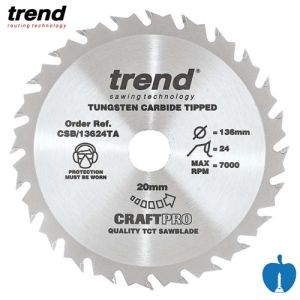 136mm 24 Tooth Trend TCT Hand Held / Portable Saw Blade With 20mm Bore CSB/13624TA