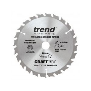 Trend Craft Pro 165mm dia 20mm bore 24 tooth combination cut thin kerf saw blade 