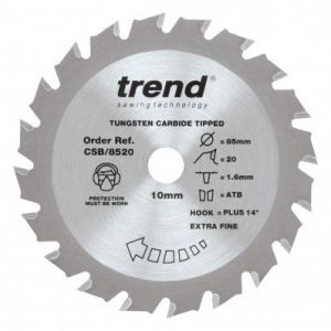 Trend Craft Pro 85mm dia 10mm bore 20 tooth extra fine finish cut saw blade