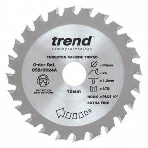 Trend Craft Pro 85mm dia 15mm bore 24 tooth extra fine finish cut saw blade