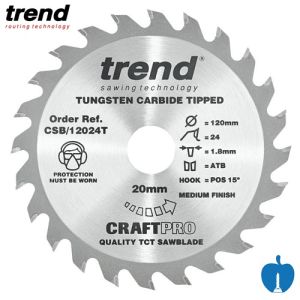 120mm 24 Tooth Trend TCT Hand Held / Portable Saw Blade With 20mm Bore CSB/12024T