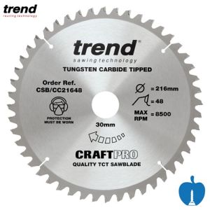 216mm 48 Tooth Trend TCT Negative CrossCut Saw Blade With 30mm Bore CSB/CC21648