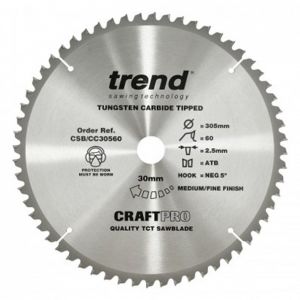 Trend Craftpro Cross Cut Mitre Saw Blade 305mm dia Z=60 Id=30 bore
