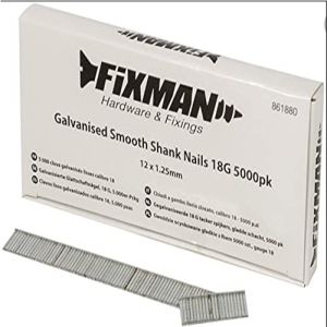 12mm x 1.25mm 18G Fixman Galvanised Smooth Shank Nails 5000pck 861880