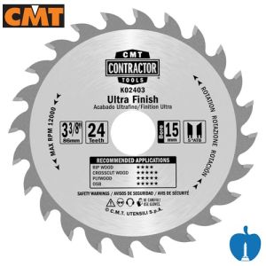 85mm 24 Tooth CMT Contactor Hand Held Saw Blade With 15mm Bore K02403