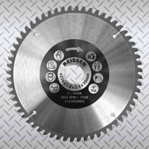 Aluminium / Plastic Cutting 216mm diameter 80 Tooth Negative Hook Mitre Saw / Radial Arm Saw Blade made by Reisser