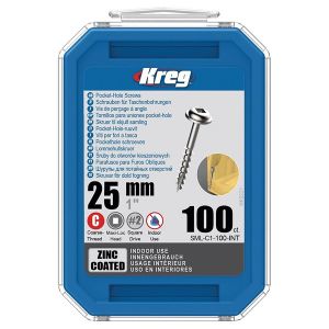 Kreg 25mm (1") Screws 100Pcs Coarse Thread Washer Head Pocket Hole Screws SML-C1