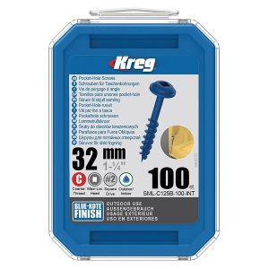 Kreg 1" 1/4" Blue Kote Coarse Thread Pocket Hole Screws 100pcs