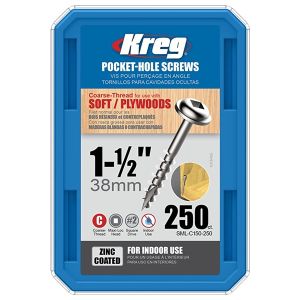 Kreg 1" 1/2" (38mm) Coarse Thread Washer Head Pocket Hole Screws 250pcs SML-C150