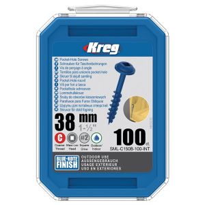 Kreg 1" 1/2" Blue Kote Coarse Thread Pocket Hole Screws 100pcs
