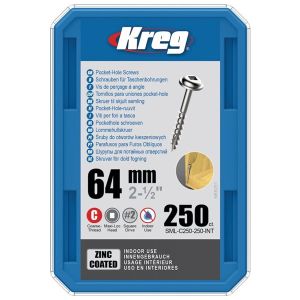 Kreg 2" 1/2" (64mm) Coarse Thread Washer Head Pocket Hole Screws 250pcs SML-C250