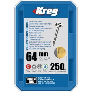 Kreg 2 1/2" Stainless Steel Pocket Hole Coarse Thread Screws