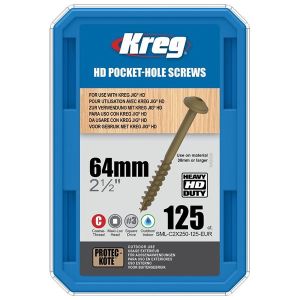 Kreg 64mm (2"1/2") Protec Kote #14 Kreg Jig HD Pocket-Hole Screws 125pcs SML-C2X250