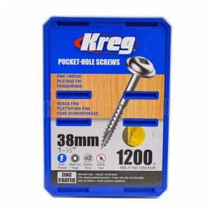 Kreg 1" 1/2" (38mm) Fine Thread Washer Head Pocket Hole Screws 1200pcs SML-F150