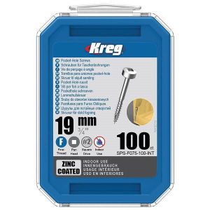 Kreg 3/4" (19mm) Fine Thread Pan Head Pocket Hole Screws 100pcs SPS-F0.75