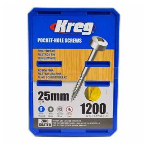 Kreg 1" (25mm) Fine Thread Pan Head Pocket Hole Screws 1200pcs SPS-F1