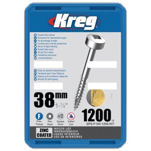 Kreg 1 1/2" Fine Thread Pocket Hole Screws 1200pcs SPS-F150