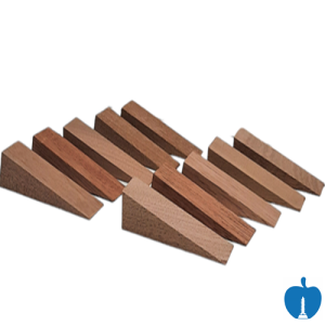 10 Pack 90mm X 25mm Sapele Hardwood Wooden Wedges 15mm High Tapering to Zero