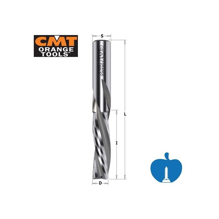 12mm Diameter x 35mm Cut Length CNC Negative Down Cut Finishing Spiral