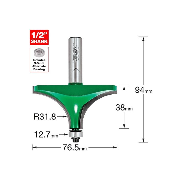 Trend Bearing Guided Rounding Over 31.8mm Radius TCT Router Cutter ...