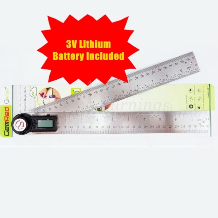 360 Degree Digital Angle Finder 280mm Rule GEMRED