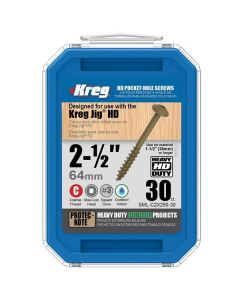 Kreg SML-C2X250-30 2 1/2" (64mm) Protec Kote #14 Kreg Jig HD Pocket-Hole Screws 30pcs 
