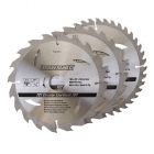 3 pack 190mm Id=16mm Silverline TCT Circular Saw Blades 260333 No Rings