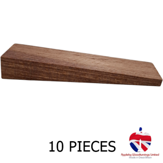 10 Pack 100mm x 25mm Sapele Hardwood Wedges 15mm High Tapering to 5mm To Aid Fitting of FD30 & FD60 Fire Rated Window & Door Sets