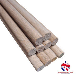 1/2" (12.7mm) Diameter x 500mm Long Oak Dowel Rod