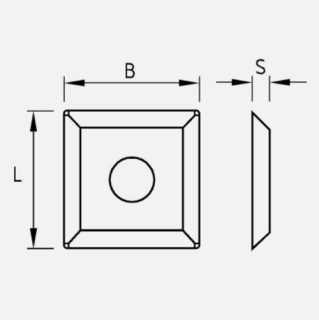 15mm x 15mm  x 2.5mm 4 Sided Reversible Knives With 0.5mm Radius on corners only To Suit Pahhans, Ref, 104118