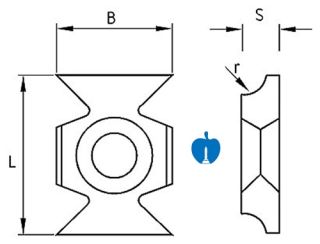 16 x 22 x 5mm Edge Radius Tip with Radius 1.5mm 