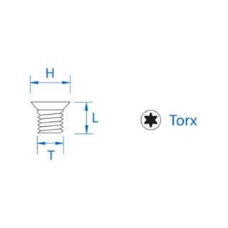 Short Spur Tip Fixing Screw M5 x 8 - 1 piece Torx T20 Head
