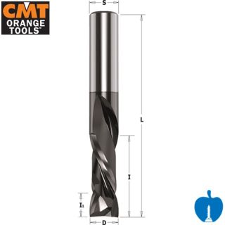 8mm Diameter x 32mm Cut CNC Up / Down Compression Spiral Router Z=2+2 DLCS Chrome Coated Long Life CMT 190.080.41