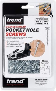 Trend Pocket Hole Screw Coarse No.8 (4.3mm) X 37mm 200 pcs