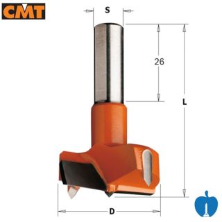 35mm Diameter x 57mm Overall Length CMT TCT Forstner Hinge Boring Bit L/H 10mm Shank 