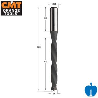 8mm Diameter x 105mm Overall Length 4 Flute Lip & Spur Dowel Drill Bit R/H CMT 372.080.11